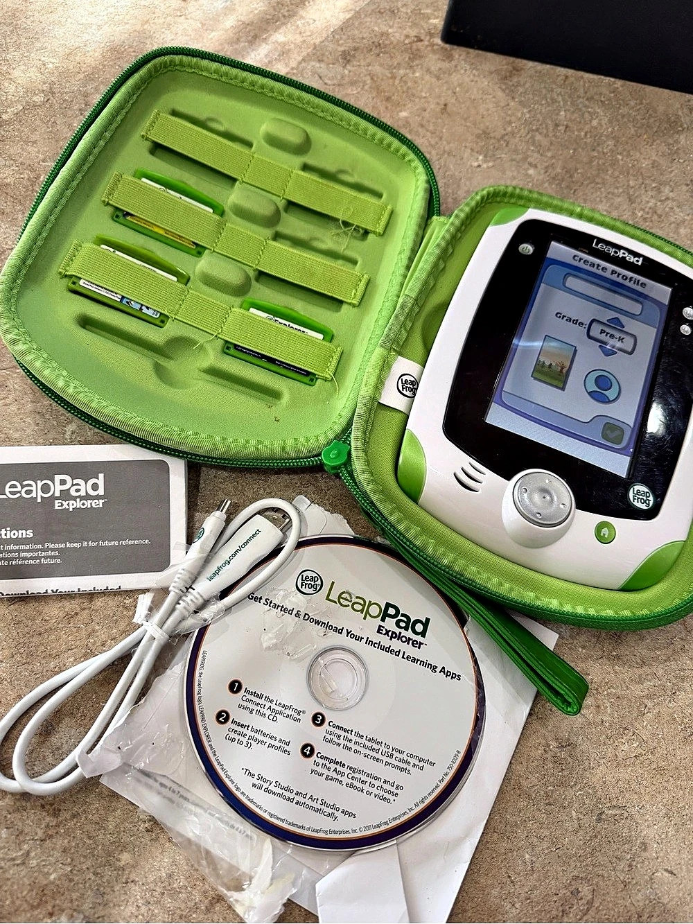 LeapFrog LeapPad Explorer Learning Tablet Green & White + 3 games